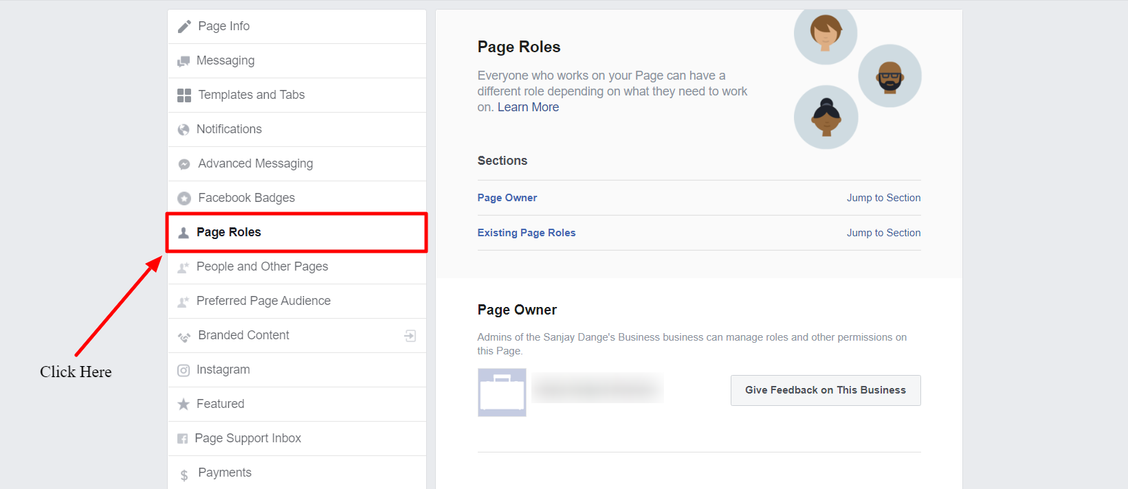 Click on Page Roles - How To Provide Facebook Page Admin Rights?